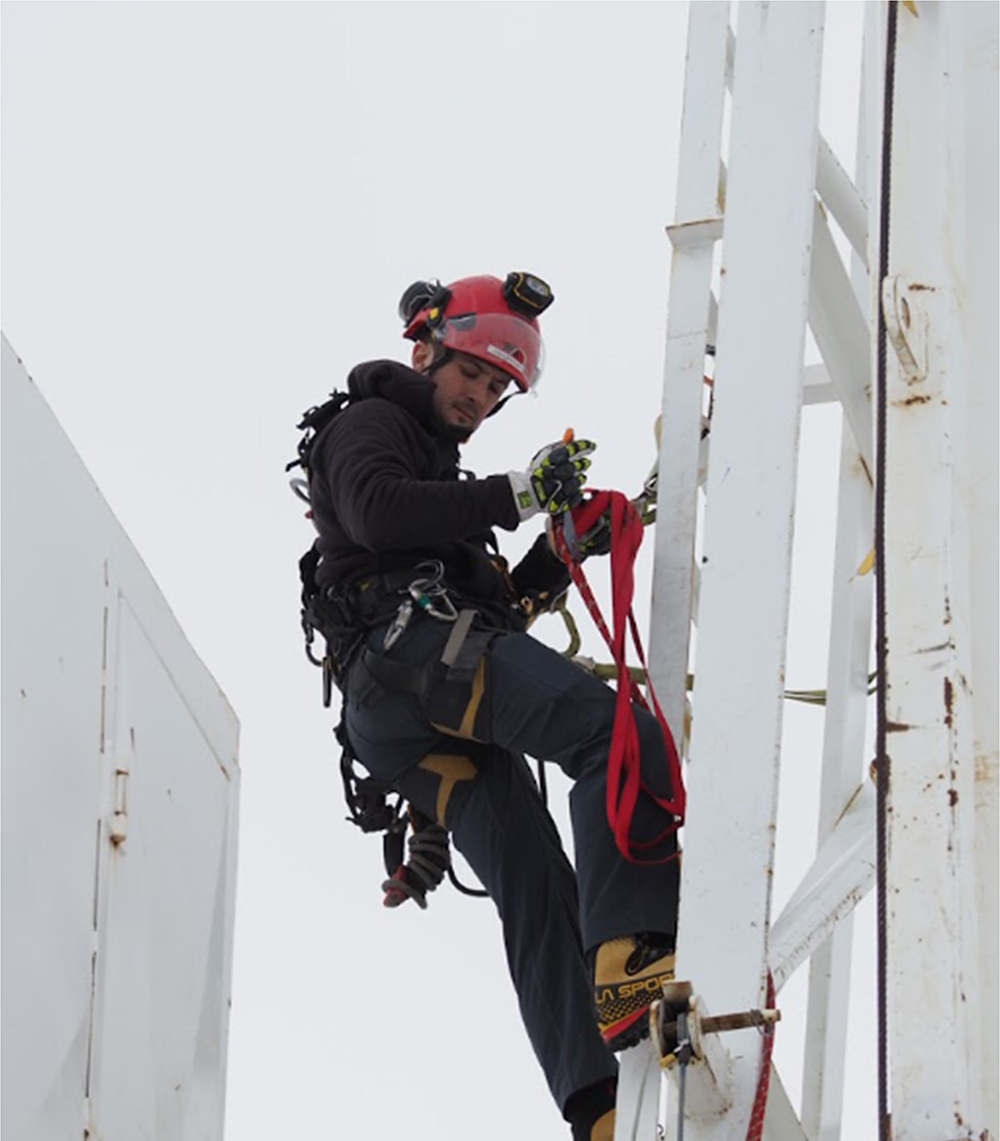 person in safety harness rig rescue training